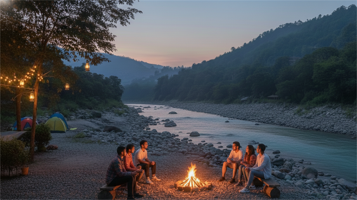 Friends, Fire & Flow – Group River Side Escape